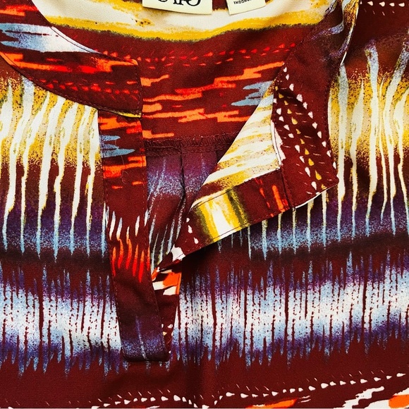 Cato casual pullover top M multicolor long sleeves round neck abstract print - Picture 10 of 13